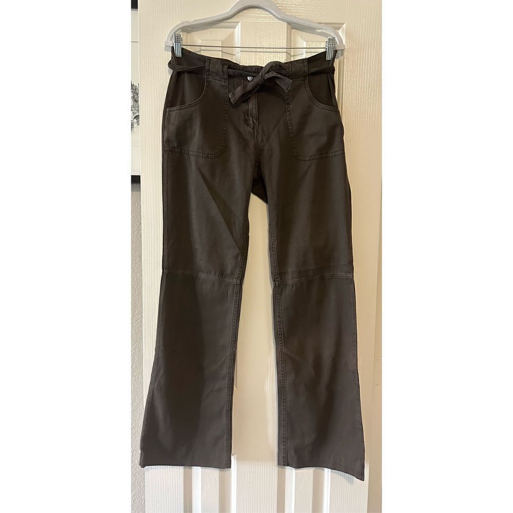 Y2K CO-OP Brown Tie Waist Flare Pants Small Boho Cotton Low Rise Festival 2000s